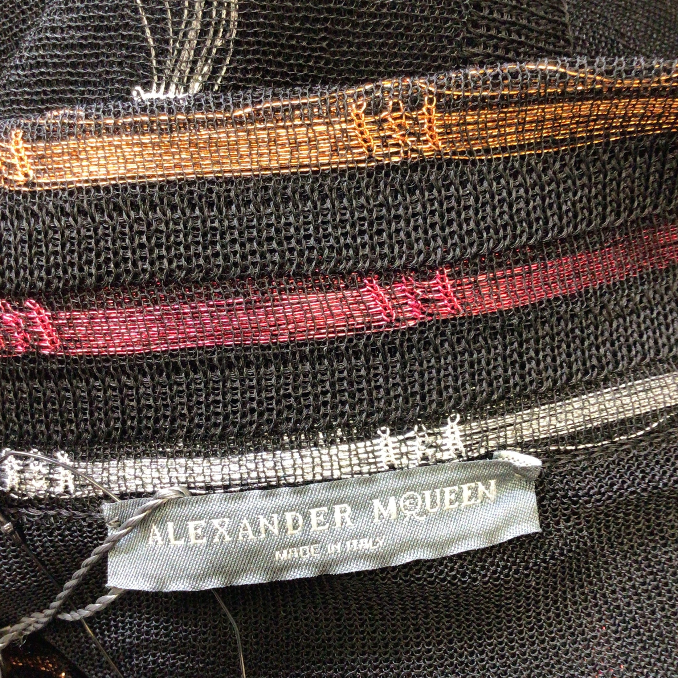 Alexander McQueen Black Multi Metallic Silk Knit Midi Skirt