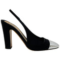 Load image into Gallery viewer, Alexandre Vauthier Black Satin Slingback Pumps with Silver Cap Toe