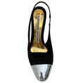Load image into Gallery viewer, Alexandre Vauthier Black Satin Slingback Pumps with Silver Cap Toe