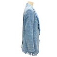 Load image into Gallery viewer, Rodebjer Blue / White Fringed Tweed Blazer