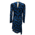 Load image into Gallery viewer, Saint Laurent Blue / Black 2017 Flame Print Asymmetrical Silk Crepe Dress