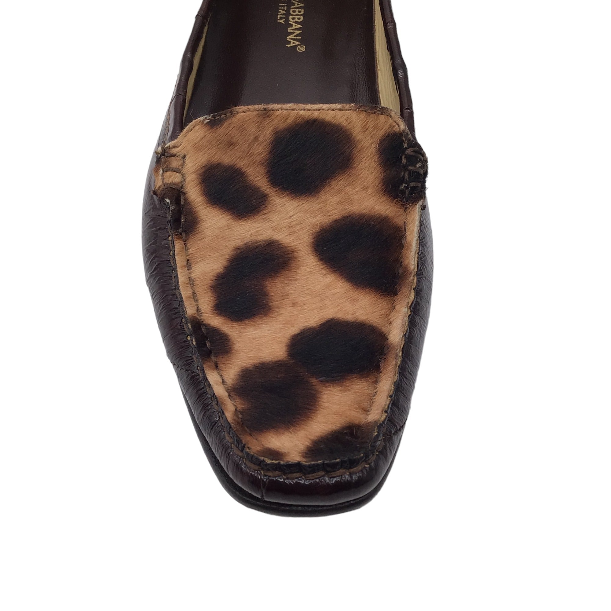 Dolce & Gabbana Brown Leopard Printed Calf Hair and Patent Leather Loafers / Flats