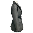 Load image into Gallery viewer, Prada Ardesia Grey Single Breasted Padded Caban Jacket with Calfskin Leather Logo Plaque Belt
