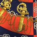 Load image into Gallery viewer, Hermes Red / Navy Blue Multi Cliquetis Square Silk Scarf
