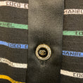 Load image into Gallery viewer, Chanel Black Multicolor 2022 Logo Stripe Knit Mini Dress with CC Logo Buttons