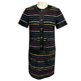 Load image into Gallery viewer, Chanel Black Multicolor 2022 Logo Stripe Knit Mini Dress with CC Logo Buttons