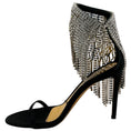 Load image into Gallery viewer, Alexandre Vauthier Black Satin Crystal Drape Embellished Sandals