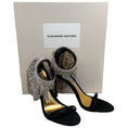 Load image into Gallery viewer, Alexandre Vauthier Black Satin Crystal Drape Embellished Sandals