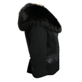 Load image into Gallery viewer, Louis Vuitton Black / Navy Blue Silk Trimmed Wool Jacket with Fur Collar