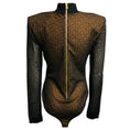 Load image into Gallery viewer, Balmain Black / Nude Monogram Mesh Tulle Bodysuit with Shoulder Pads