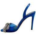 Load image into Gallery viewer, Alexandre Vauthier Cobalt Blue Satin Slingback Sandals with Crystal Embellished Bow