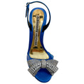 Load image into Gallery viewer, Alexandre Vauthier Cobalt Blue Satin Slingback Sandals with Crystal Embellished Bow