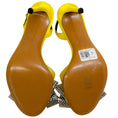 Load image into Gallery viewer, Alexandre Vauthier Yellow Satin Slingback Sandals with Crystal Embellished Bow