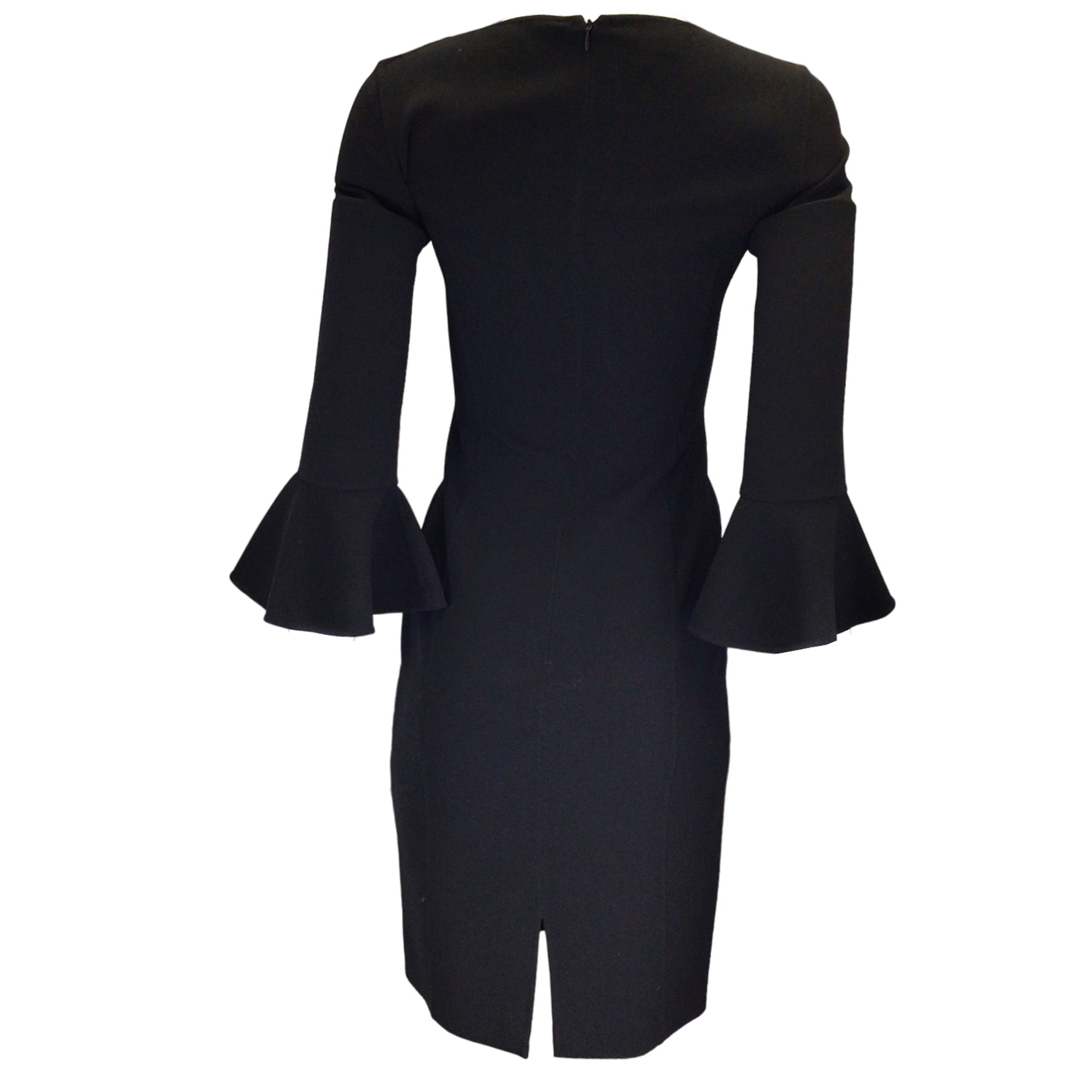 Michael Kors Collection Black Bell Sleeved Wool Crepe Dress