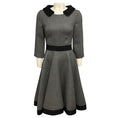 Load image into Gallery viewer, Prada Grey / Black Collared Wool Flared Midi Dress