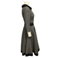 Load image into Gallery viewer, Prada Grey / Black Collared Wool Flared Midi Dress