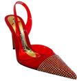 Load image into Gallery viewer, Alexandre Vauthier Red PVC Raquel Slingback Pumps with Crystal Embellishments