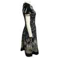 Load image into Gallery viewer, Valentino Black Multi Short Sleeved Floral and Bird Jacquard Flared Midi Dress