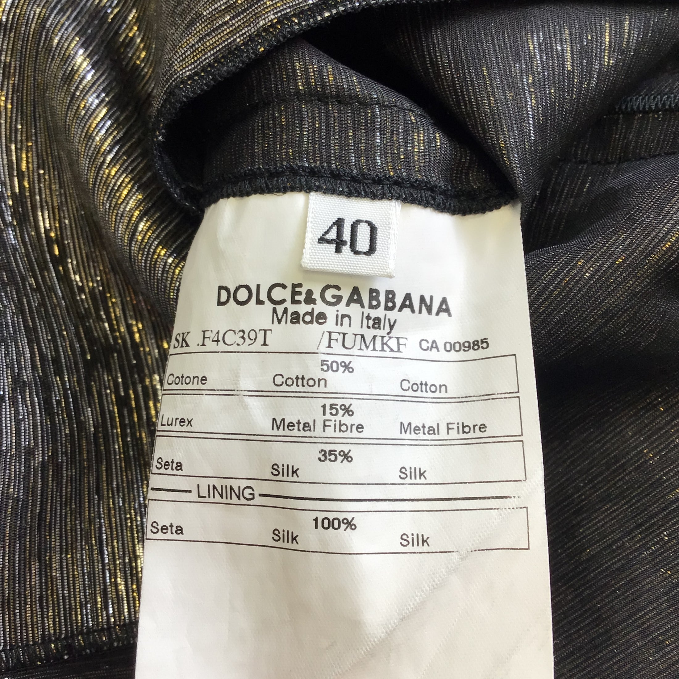 Dolce & Gabbana Silver / Gold Metallic Lurex Skirt
