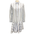 Load image into Gallery viewer, Brunello Cucinelli Light Blue Striped Drop Waist Cotton Shirtdress