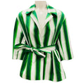 Load image into Gallery viewer, Dries Van Noten Green / White Striped Cotton Jacket with Belt