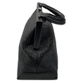 Load image into Gallery viewer, Perrin Paris Black Woven Leather Satchel Top Handle Bag