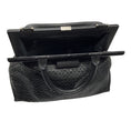 Load image into Gallery viewer, Perrin Paris Black Woven Leather Satchel Top Handle Bag