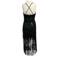 Load image into Gallery viewer, Herve Leger Black Bustier Fringe Midi Cocktail Dress