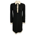 Load image into Gallery viewer, Gucci Black / Ivory Long Sleeved Viscose Stretch Midi Dress with GG Logo Pearl Buttons
