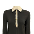 Load image into Gallery viewer, Gucci Black / Ivory Long Sleeved Viscose Stretch Midi Dress with GG Logo Pearl Buttons
