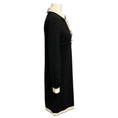Load image into Gallery viewer, Gucci Black / Ivory Long Sleeved Viscose Stretch Midi Dress with GG Logo Pearl Buttons