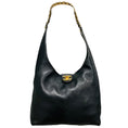 Load image into Gallery viewer, Chanel Black / Gold Hardware Chain Strap Leather Hobo Bag