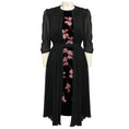 Load image into Gallery viewer, Giambattista Valli Black / Pink Floral Embroidered Velvet and Chiffon Midi Dress