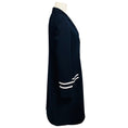 Load image into Gallery viewer, Kiton Navy Blue / White Grosgrain Stripe Trimmed Mid Length Cashmere Coat