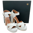 Load image into Gallery viewer, Laurence Dacade White Leather Rosange Studded Platform Sandals