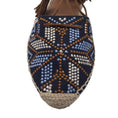Load image into Gallery viewer, Aquazzura Navy Blue / Tan Suede Trimmed Embroidered Canvas Espadrilles
