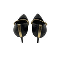 Load image into Gallery viewer, Manolo Blahnik Black Pointed Toe Leather Pumps with Gold Strap