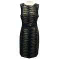 Load image into Gallery viewer, Carolina Herrera Black / Gold Metallic Sleeveless Boucle Knit Wool Dress