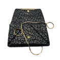 Load image into Gallery viewer, Lanvin Dark Grey Metallic Leopard Print Clutch with Gold Chain Strap