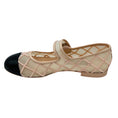 Load image into Gallery viewer, Chanel Light Blush Pink / Black Interlocking CC Logo Mesh and Leather Mary Jane Flats