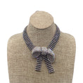 Load image into Gallery viewer, Balenciaga Silver Crystal Embellished Bow Necklace