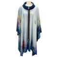 Load image into Gallery viewer, Avant Toi Light Blue Multi Fall Winter 2023 Collection Hand Painted Flower Lake Wool and Cashmere Knit Cape