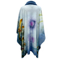 Load image into Gallery viewer, Avant Toi Light Blue Multi Fall Winter 2023 Collection Hand Painted Flower Lake Wool and Cashmere Knit Cape