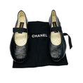 Load image into Gallery viewer, Chanel Black Lambskin Cap Toe CC Mary Jane Flats