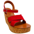 Load image into Gallery viewer, K.Jacques Red Suede Gukara Criss Cross Cork Wedge Sandals