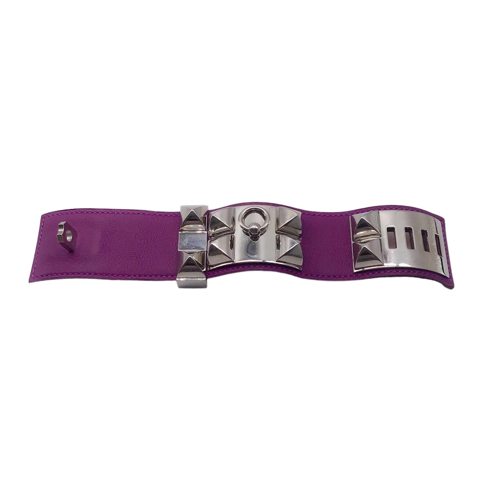 Hermes Purple / Silver Palladium Hardware Collier de Chien CDC Leather Bracelet