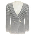Load image into Gallery viewer, Armani Collezioni White / Black Striped Knit Cardigan Sweater