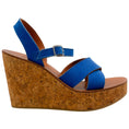 Load image into Gallery viewer, K.Jacques Cobalt Blue Suede Gukara Criss Cross Cork Wedge Sandals