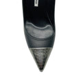 Load image into Gallery viewer, Manolo Blahnik Black / Silver Metallic Embossed Cap Toe Leather Pumps