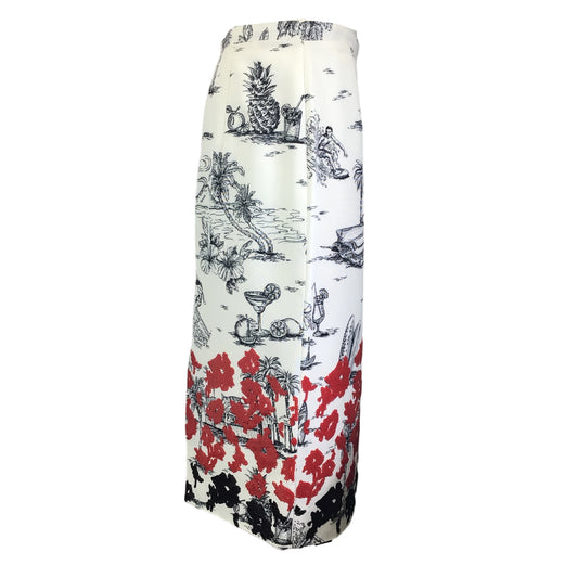 No. 21 White Multi Sequined Printed Mid-Length Cotton Pencil Skirt